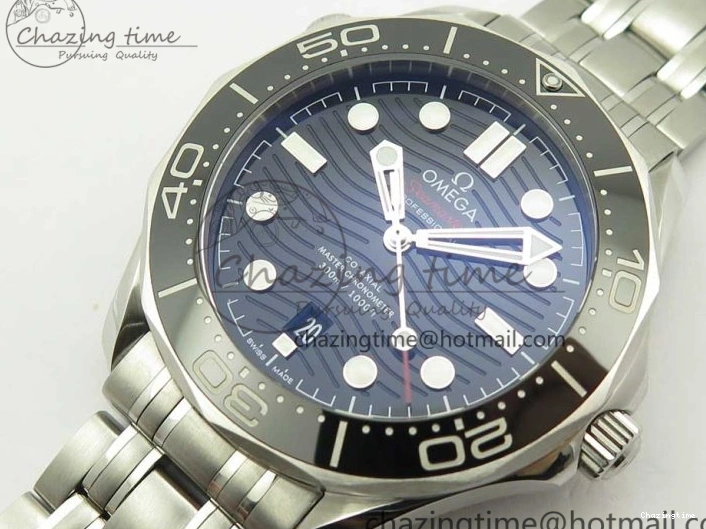 0417 2018 Seamaster Diver 300M OMF Best Edition Black Ceramic Black Dial on SS Bracelet A8800 (Black Balance Wheel) Breathable 7959